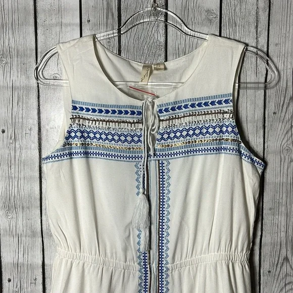 Kenji cream Beaded-sequined-Embroidered Front Sleeveless Lined dress size 8 - Picture 2 of 12